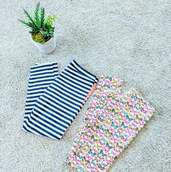 ⭐Lot of 2 J.Crew Crewcuts Leggings butterflies and stripes⭐ - Picture 3 of 7